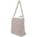 Roses flowers pink and pastel lime green pattern with retro dots Crossbody Backpack View1