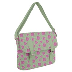 Roses Flowers Pink And Pastel Lime Green Pattern With Retro Dots Buckle Messenger Bag by genx