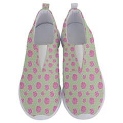 Roses Flowers Pink And Pastel Lime Green Pattern With Retro Dots No Lace Lightweight Shoes by genx