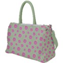 Roses flowers pink and pastel lime green pattern with retro dots Duffel Travel Bag View1