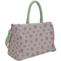 Roses flowers pink and pastel lime green pattern with retro dots Duffel Travel Bag View2