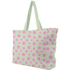 Roses Flowers Pink And Pastel Lime Green Pattern With Retro Dots Simple Shoulder Bag by genx