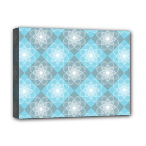 White Light Blue Gray Tile Deluxe Canvas 16  X 12  (stretched)  by Pakrebo