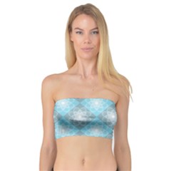 White Light Blue Gray Tile Bandeau Top by Pakrebo