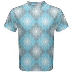 White Light Blue Gray Tile Men s Cotton Tee by Pakrebo