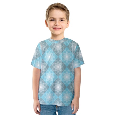 White Light Blue Gray Tile Kids  Sport Mesh Tee by Pakrebo