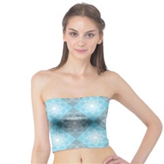 White Light Blue Gray Tile Tube Top by Pakrebo