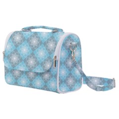 White Light Blue Gray Tile Satchel Shoulder Bag