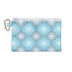 White Light Blue Gray Tile Canvas Cosmetic Bag (medium) by Pakrebo