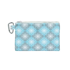 White Light Blue Gray Tile Canvas Cosmetic Bag (small) by Pakrebo