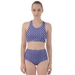 Wreath Differences Indigo Deep Blue Racer Back Bikini Set by Pakrebo