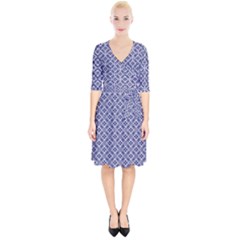 Wreath Differences Indigo Deep Blue Wrap Up Cocktail Dress by Pakrebo