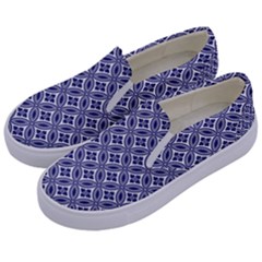 Wreath Differences Indigo Deep Blue Kids  Canvas Slip Ons by Pakrebo