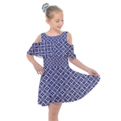 Wreath Differences Indigo Deep Blue Kids  Shoulder Cutout Chiffon Dress by Pakrebo