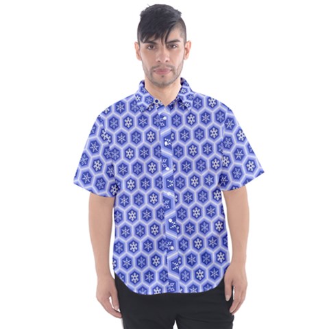 A Hexagonal Pattern Unidirectional Men s Short Sleeve Shirt by Pakrebo