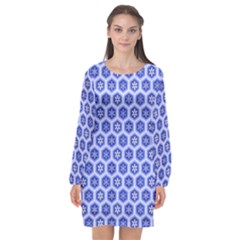 A Hexagonal Pattern Unidirectional Long Sleeve Chiffon Shift Dress  by Pakrebo