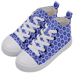 A Hexagonal Pattern Unidirectional Kids  Mid-top Canvas Sneakers by Pakrebo