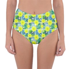 Narcissus Yellow Flowers Winter Reversible High-waist Bikini Bottoms by Pakrebo