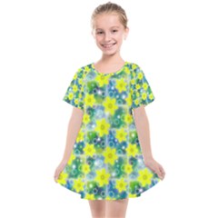 Narcissus Yellow Flowers Winter Kids  Smock Dress by Pakrebo