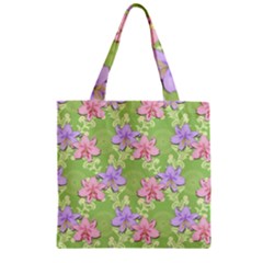 Lily Flowers Green Plant Natural Zipper Grocery Tote Bag by Pakrebo