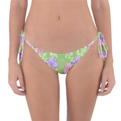 Lily Flowers Green Plant Natural Reversible Bikini Bottom by Pakrebo