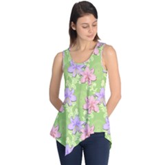 Lily Flowers Green Plant Natural Sleeveless Tunic by Pakrebo