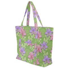 Lily Flowers Green Plant Natural Zip Up Canvas Bag