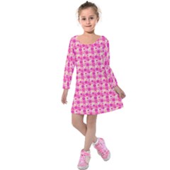 Heart Pink Kids  Long Sleeve Velvet Dress by Pakrebo