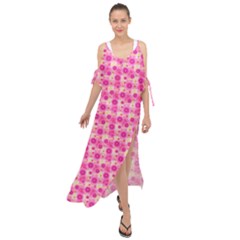 Heart Pink Maxi Chiffon Cover Up Dress by Pakrebo