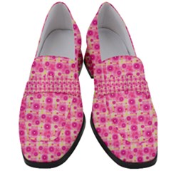 Heart Pink Women s Chunky Heel Loafers