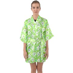 Zephyranthes Candida White Flowers Quarter Sleeve Kimono Robe by Pakrebo