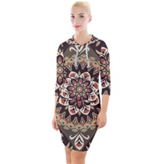 Seamless Pattern Floral Flower Quarter Sleeve Hood Bodycon Dress by Pakrebo