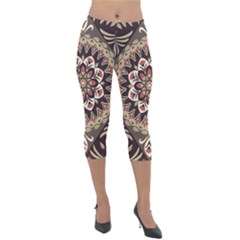 Seamless Pattern Floral Flower Lightweight Velour Capri Leggings  by Pakrebo