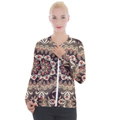 Seamless Pattern Floral Flower Casual Zip Up Jacket