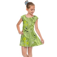 Seamless Pattern Green Garden Kids  Cap Sleeve Dress