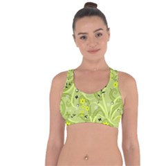 Seamless Pattern Green Garden Cross String Back Sports Bra by Pakrebo