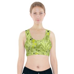 Seamless Pattern Green Garden Sports Bra With Pocket by Pakrebo