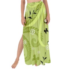 Seamless Pattern Green Garden Maxi Chiffon Tie-up Sarong by Pakrebo