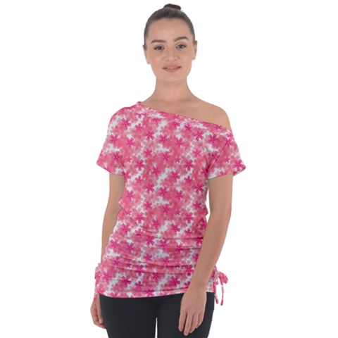 Phlox Spring April May Pink Tie-up Tee by Pakrebo