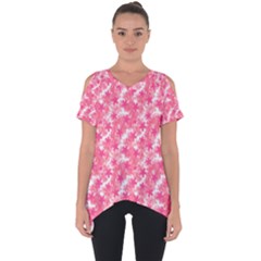 Phlox Spring April May Pink Cut Out Side Drop Tee by Pakrebo