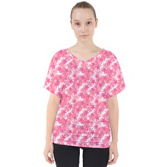 Phlox Spring April May Pink V-neck Dolman Drape Top by Pakrebo