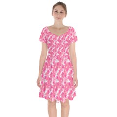 Phlox Spring April May Pink Short Sleeve Bardot Dress by Pakrebo