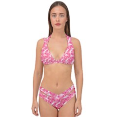 Phlox Spring April May Pink Double Strap Halter Bikini Set by Pakrebo