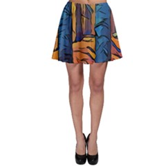 Woods Trees Abstract Scene Forest Skater Skirt by Pakrebo