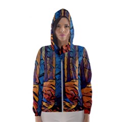 Woods Trees Abstract Scene Forest Women s Hooded Windbreaker by Pakrebo