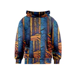 Woods Trees Abstract Scene Forest Kids  Pullover Hoodie by Pakrebo