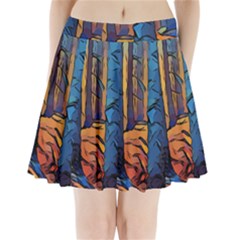 Woods Trees Abstract Scene Forest Pleated Mini Skirt by Pakrebo