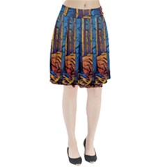 Woods Trees Abstract Scene Forest Pleated Skirt by Pakrebo