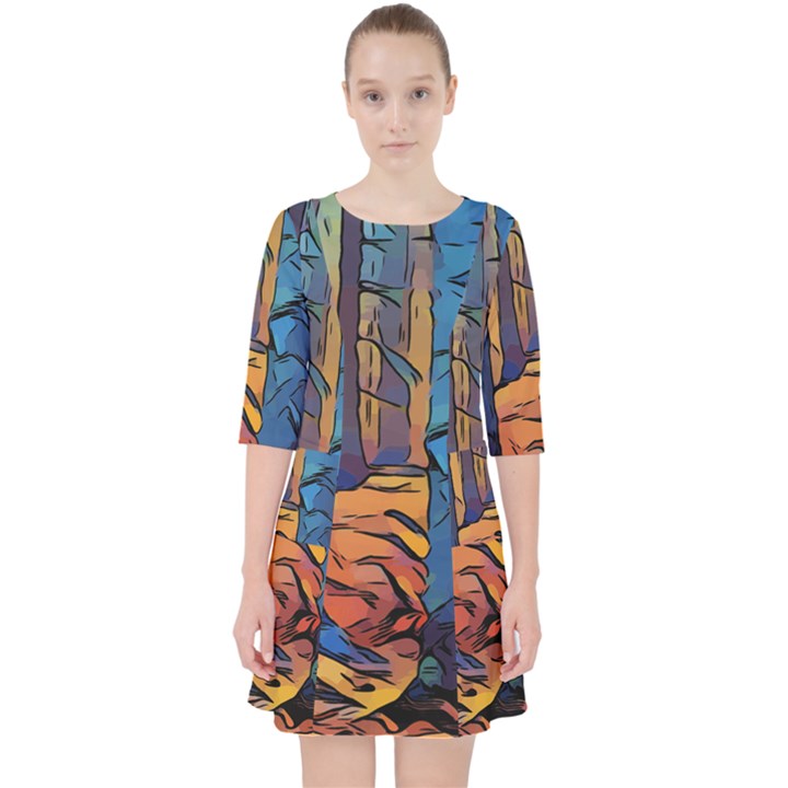 Woods Trees Abstract Scene Forest Pocket Dress