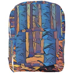 Woods Trees Abstract Scene Forest Full Print Backpack by Pakrebo